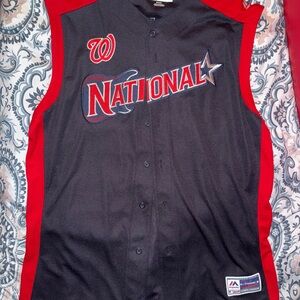 Majestic Nationals Sleeveless Jersey - Black and Red